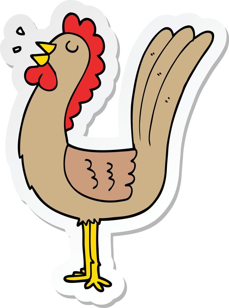 sticker of a cartoon rooster vector