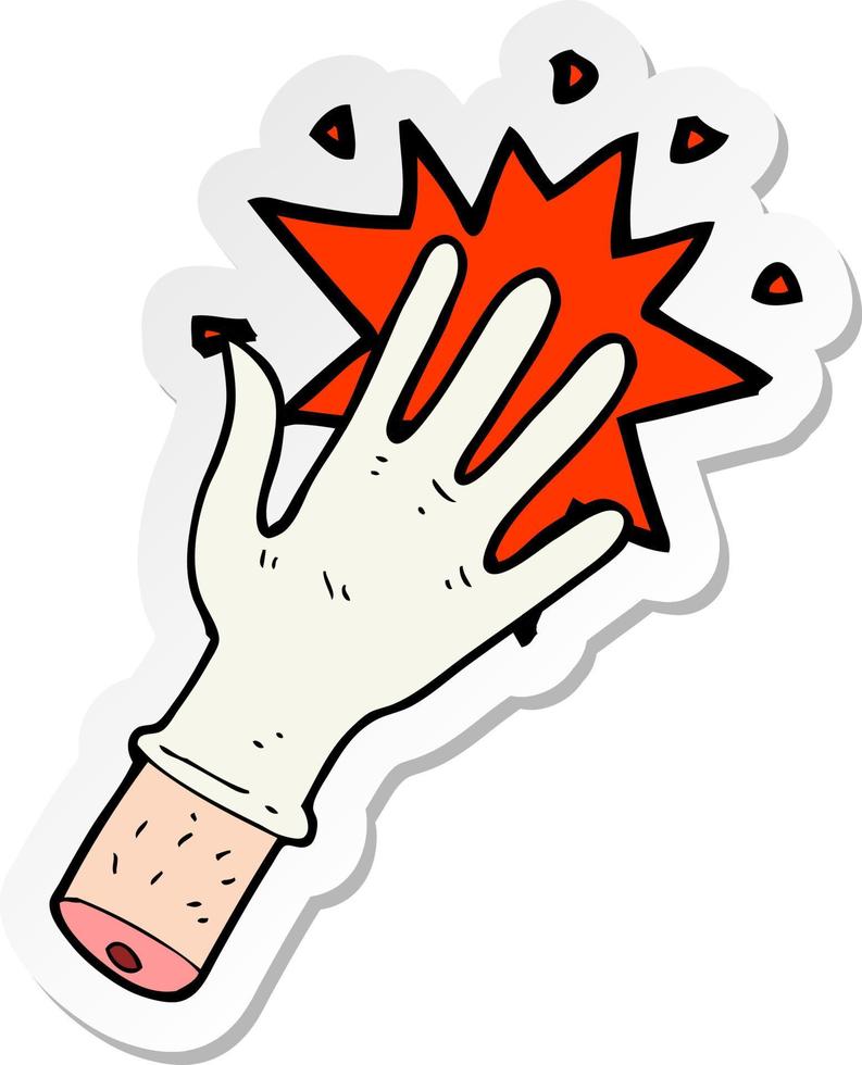sticker of a cartoon rubber glove vector