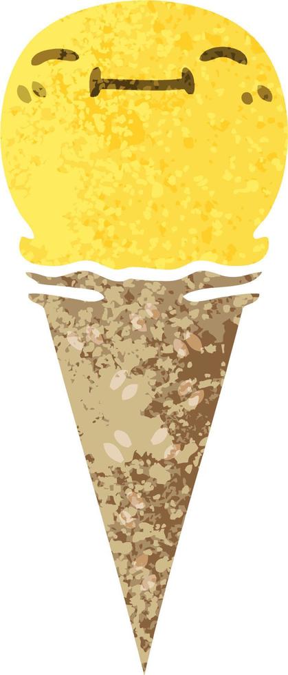 helado feliz de dibujos animados de estilo de ilustración retro peculiar vector