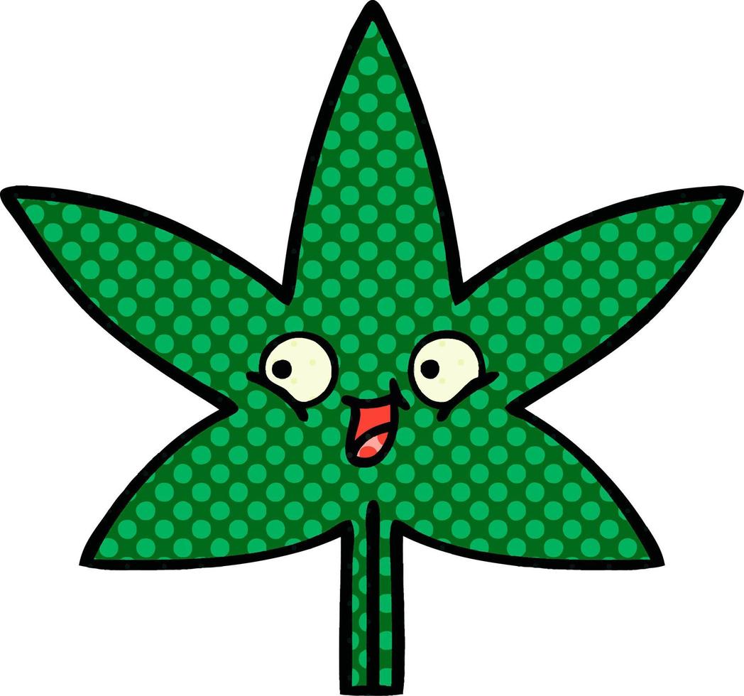 comic book style cartoon marijuana leaf vector