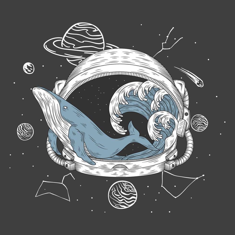 Whale in space illustration vector