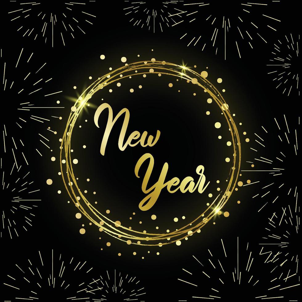 happy new year lettering typography doodle background vector design