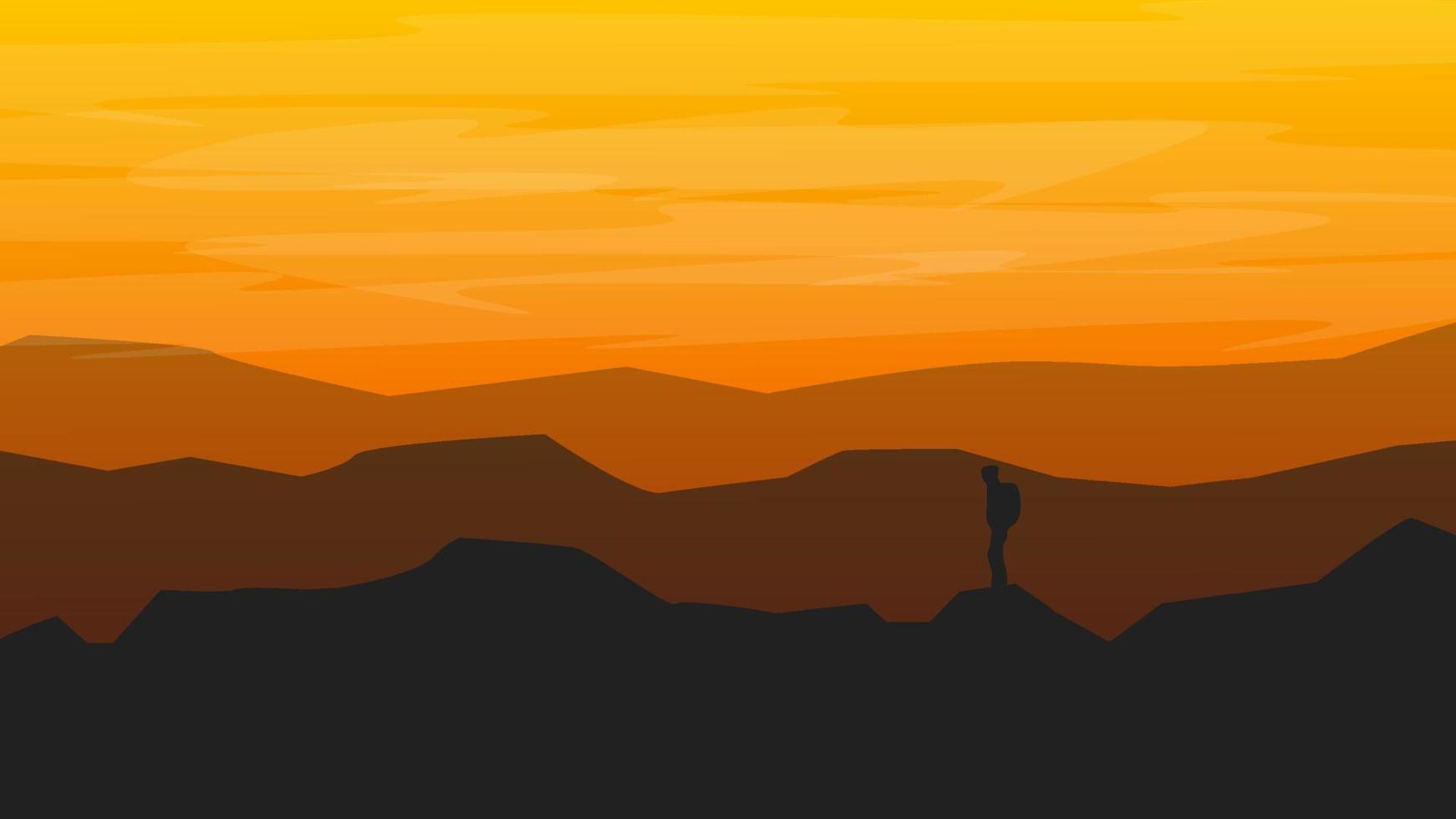 sunset in mountains sillhoutte landscape illustration vector