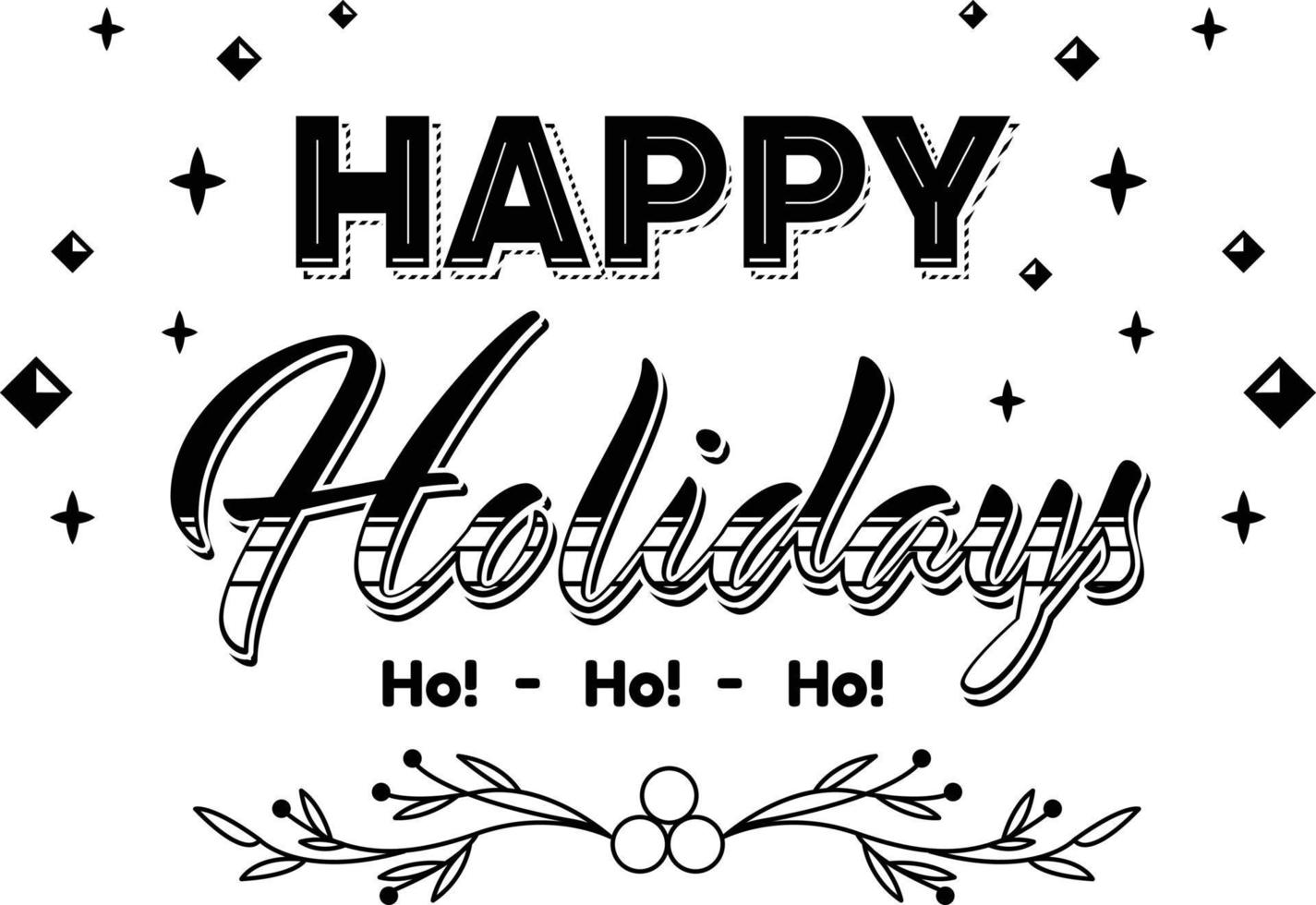 Happy Holidays Christmas Sign Printable Stencil vector