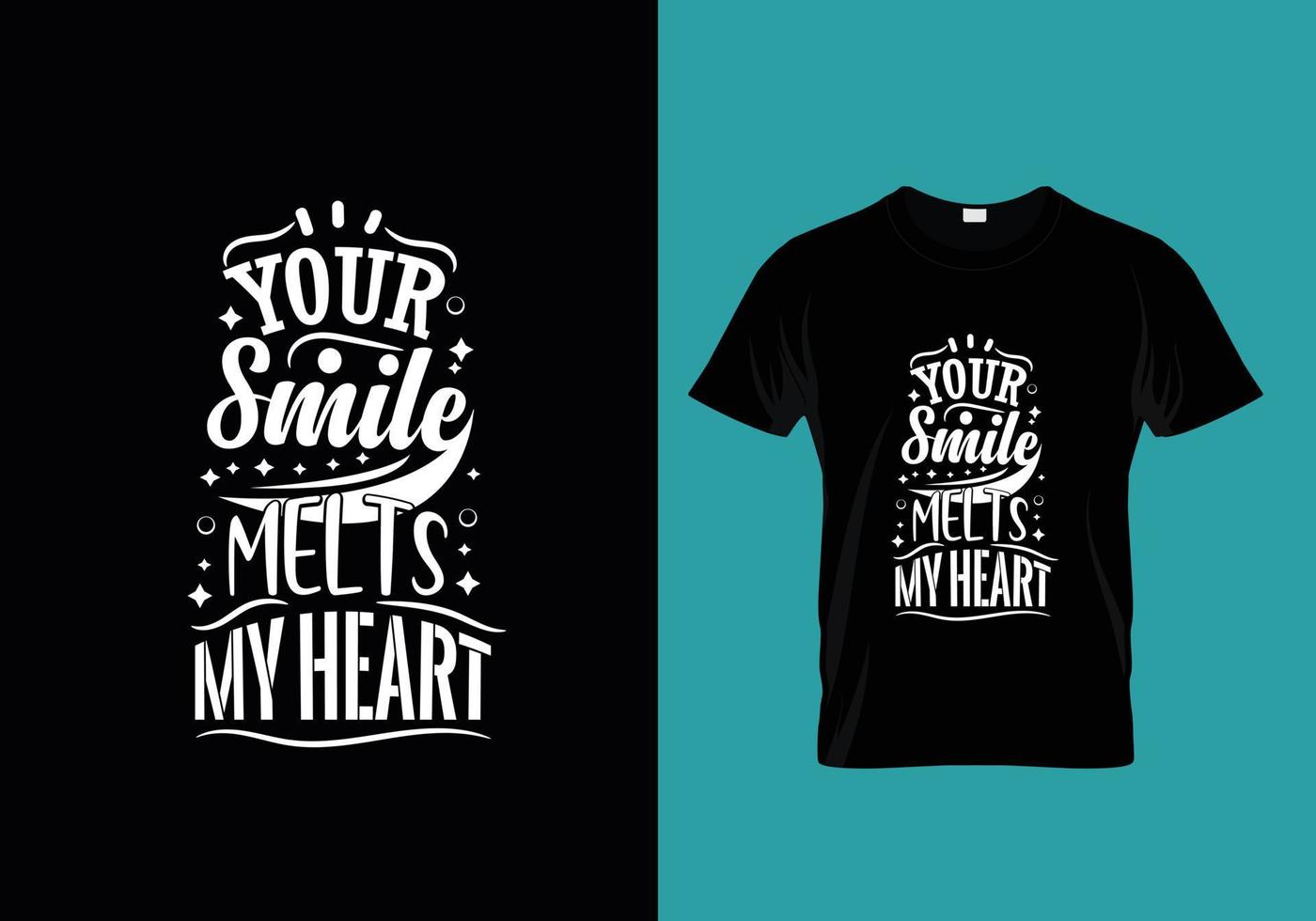 tu sonrisa derrite mi corazón letras tipográficas para camiseta vector