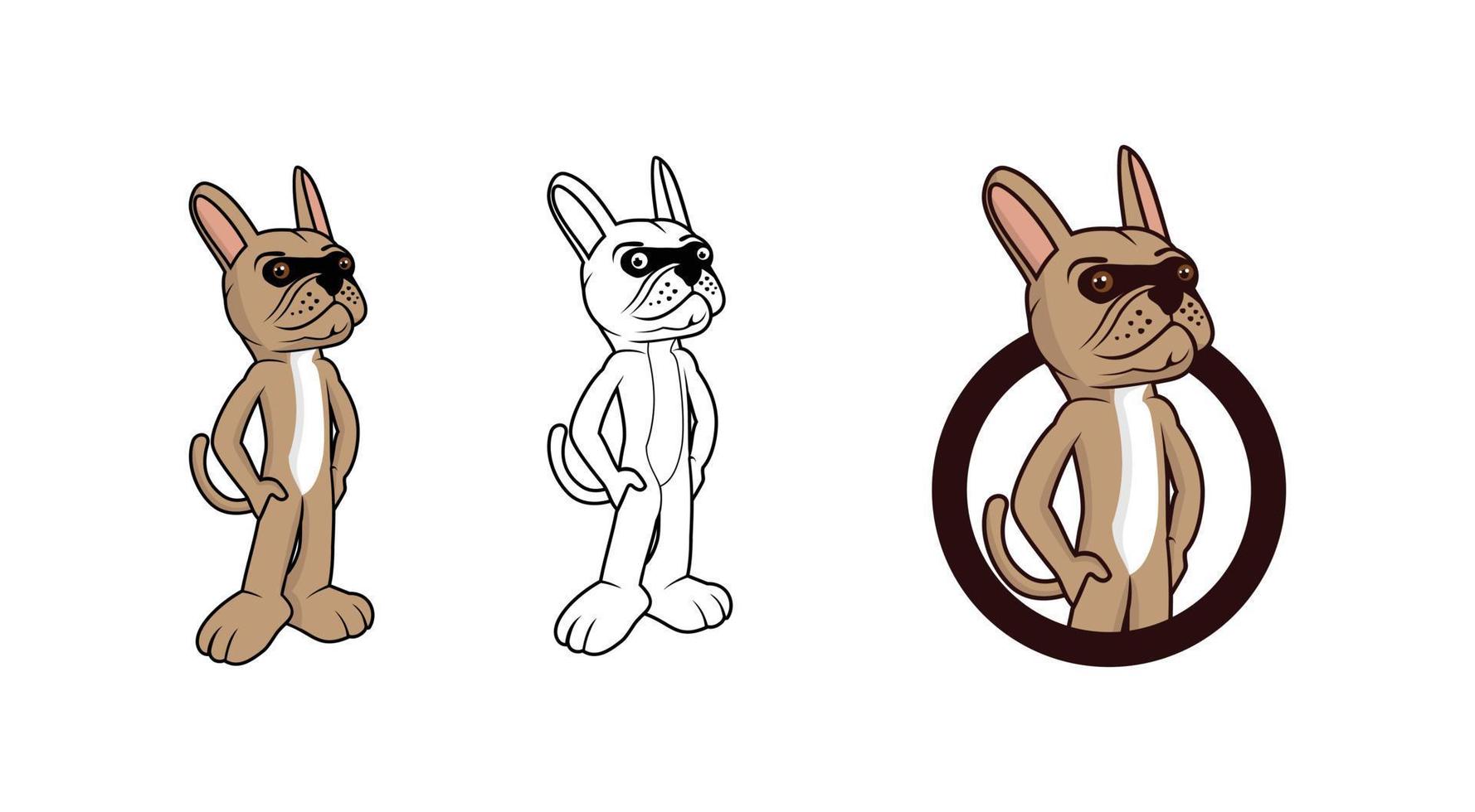 ilustración de diseño de personaje de dibujos animados de bulldog francés vector