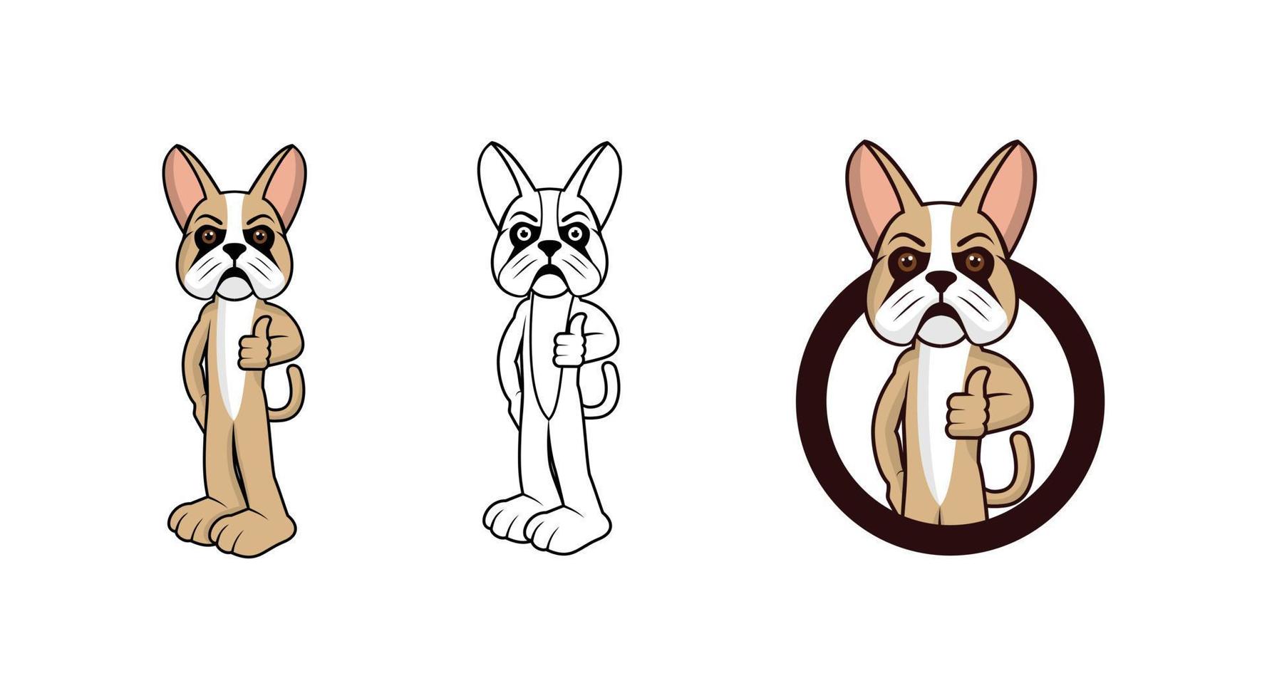 ilustración de diseño de personaje de dibujos animados de bulldog francés vector