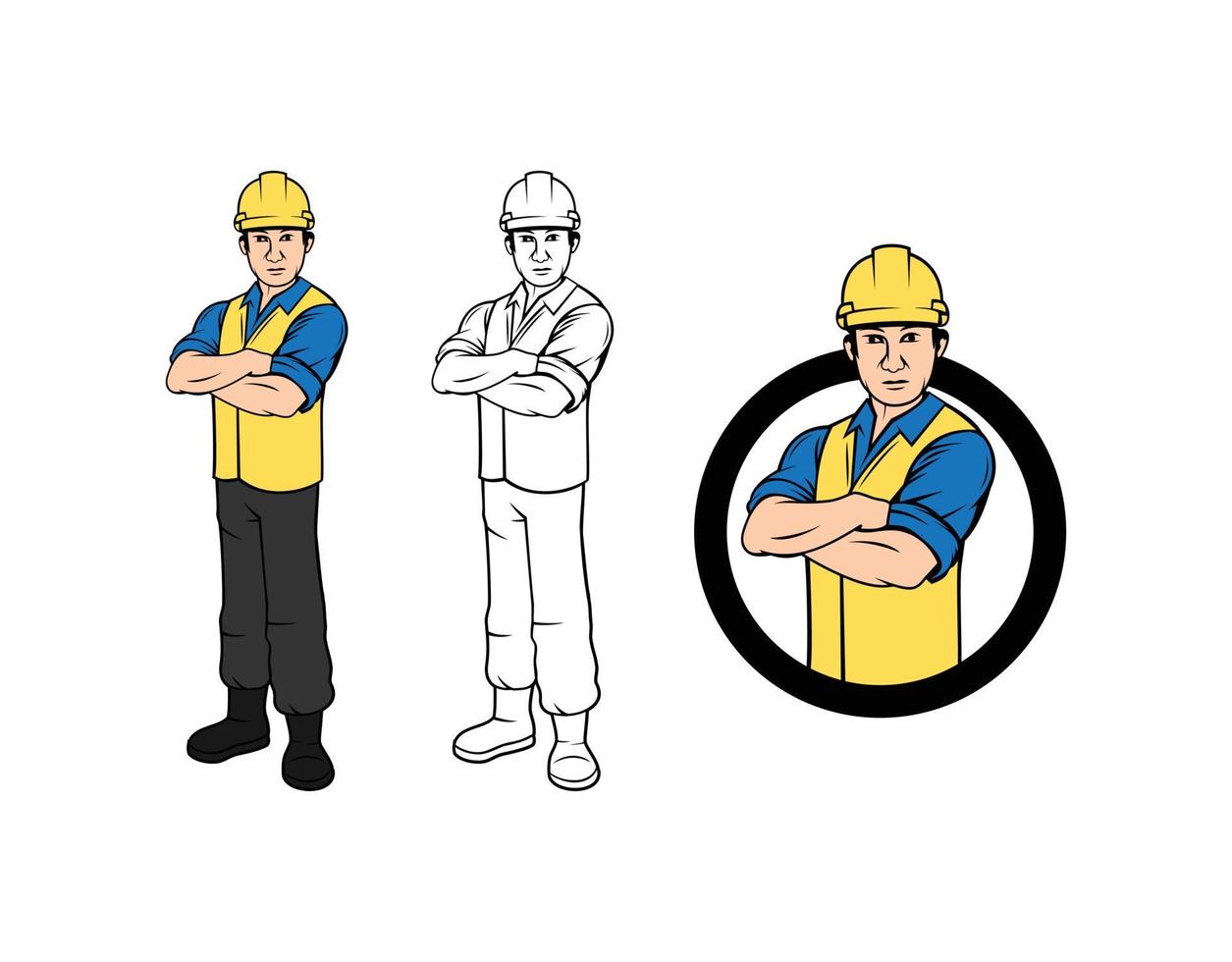 ilustración de diseño de personaje de empleado de construcción vector