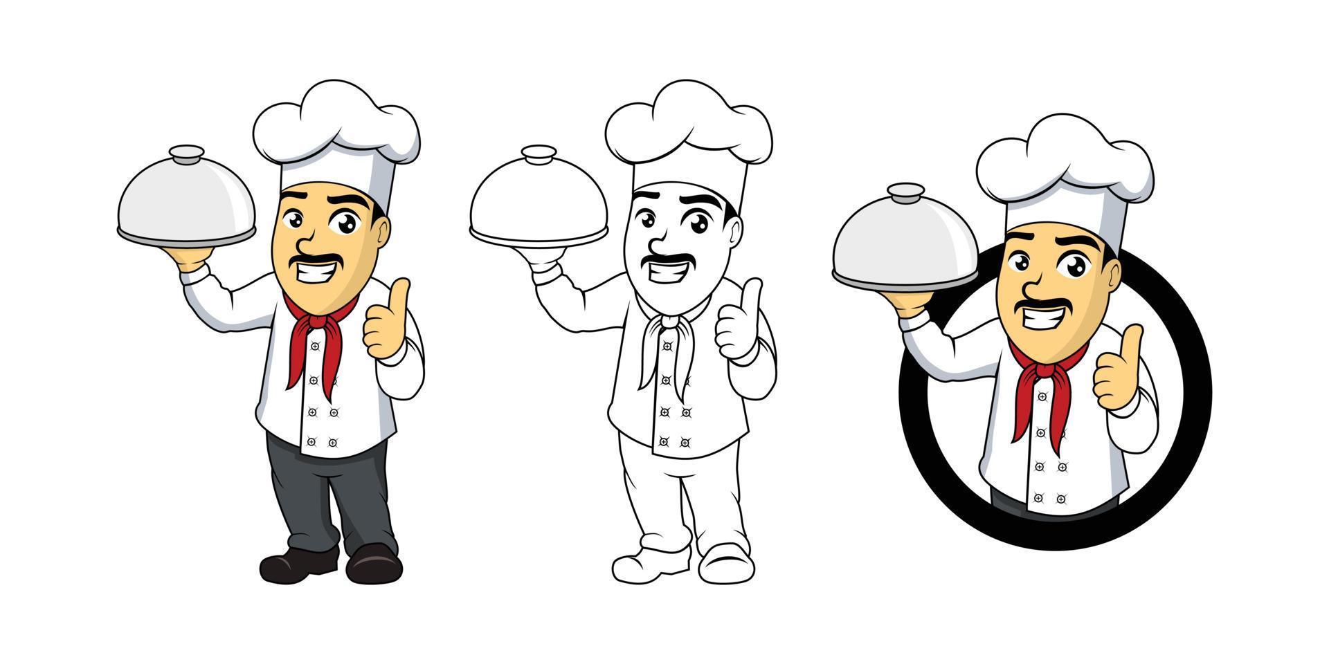 ilustración de diseño de personaje de dibujos animados de chef vector
