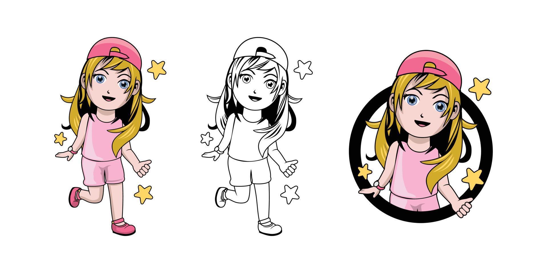 Little Girl Cartoon Character design illustration vector