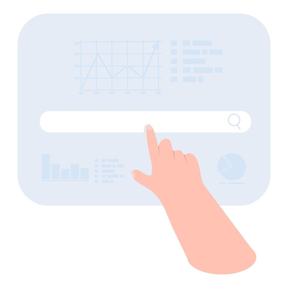 Concept of hand with digital virtual screen flat vector