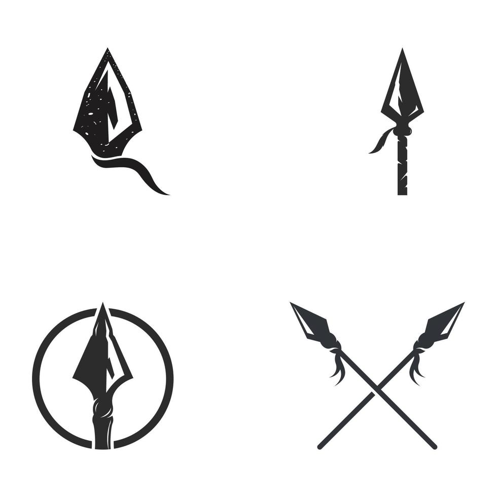 Traditional spear head and spear head logo template design for hunting. vector