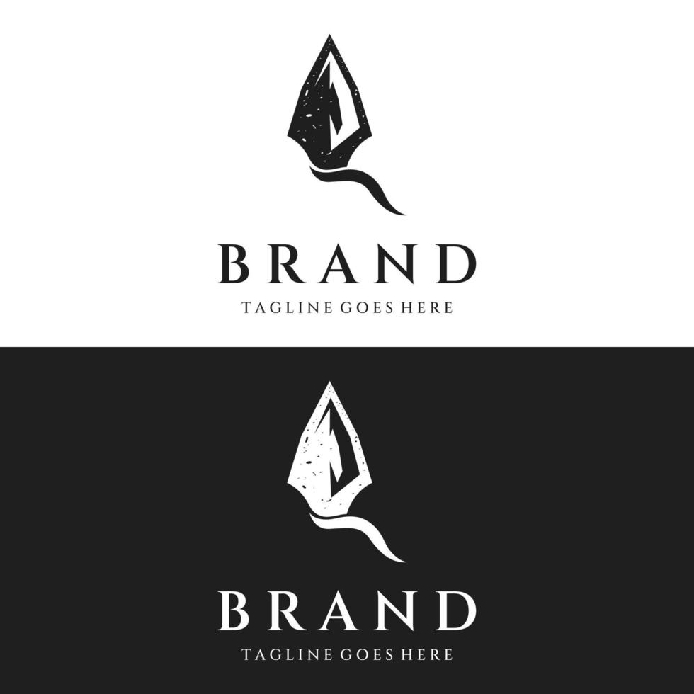 Traditional spear head and spear head logo template design for hunting. vector