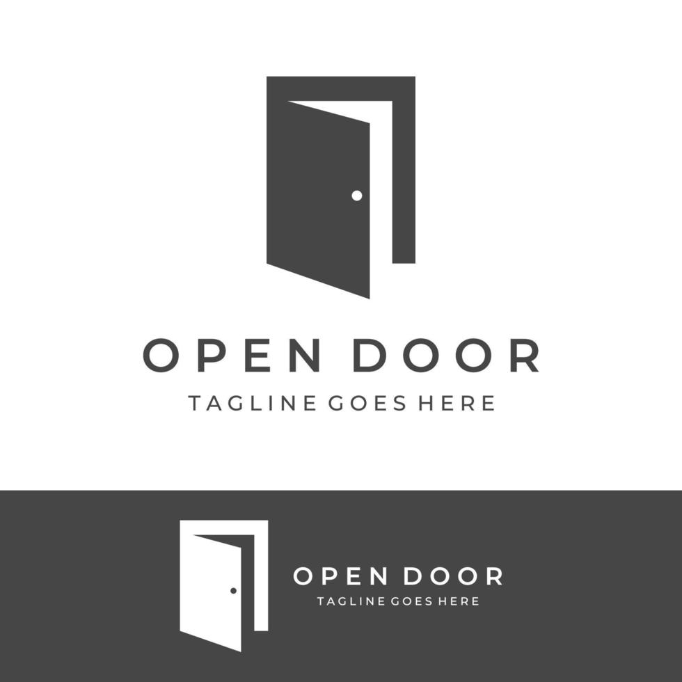 Simple open door abstract logo vector design, interior with geometric shapes or monogram.For building construction, business.property and company.