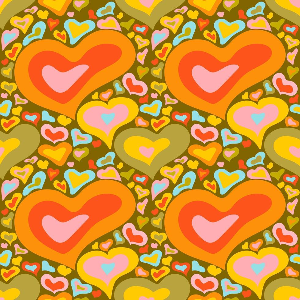 groovy heart pattern vector