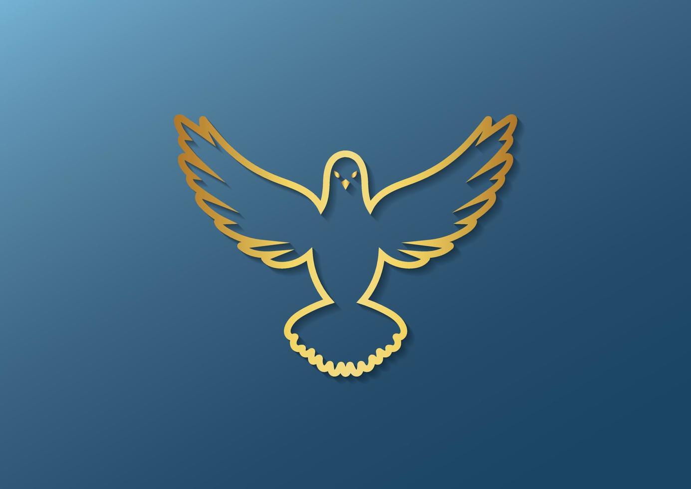 Ilustración de vector de diseño de paloma dorada