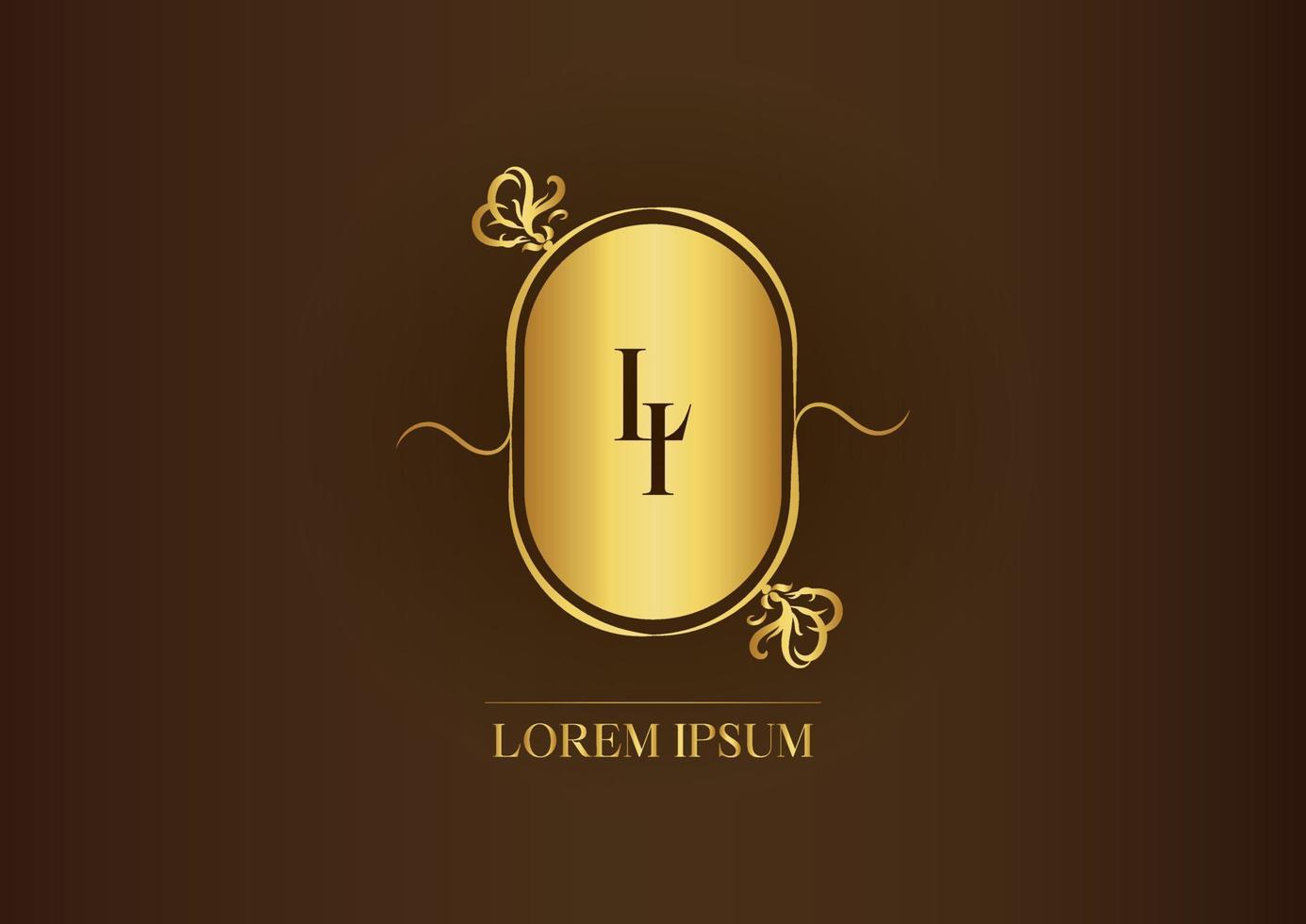 Golden luxury logo isolated on brown background. Vector illustration of golden mockup logo