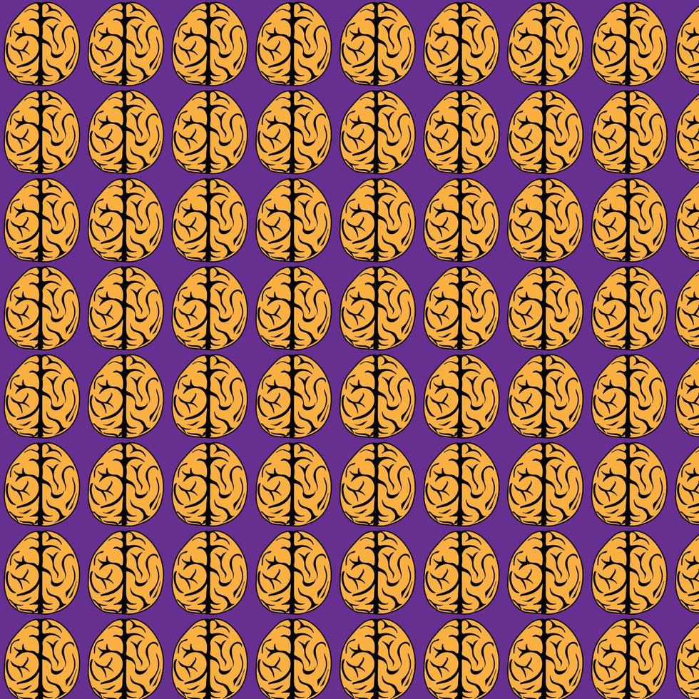 seamless cartoon  brain pattern background vector