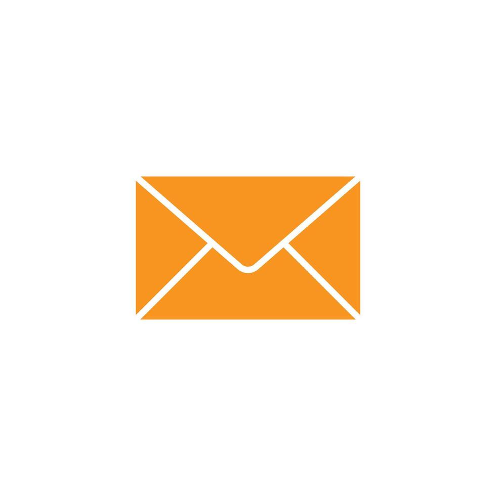 eps10 orange vector email abstract solid icon isolated on white background. Envelope Mail services symbol in a simple flat trendy modern style for your website design, logo, and mobile application