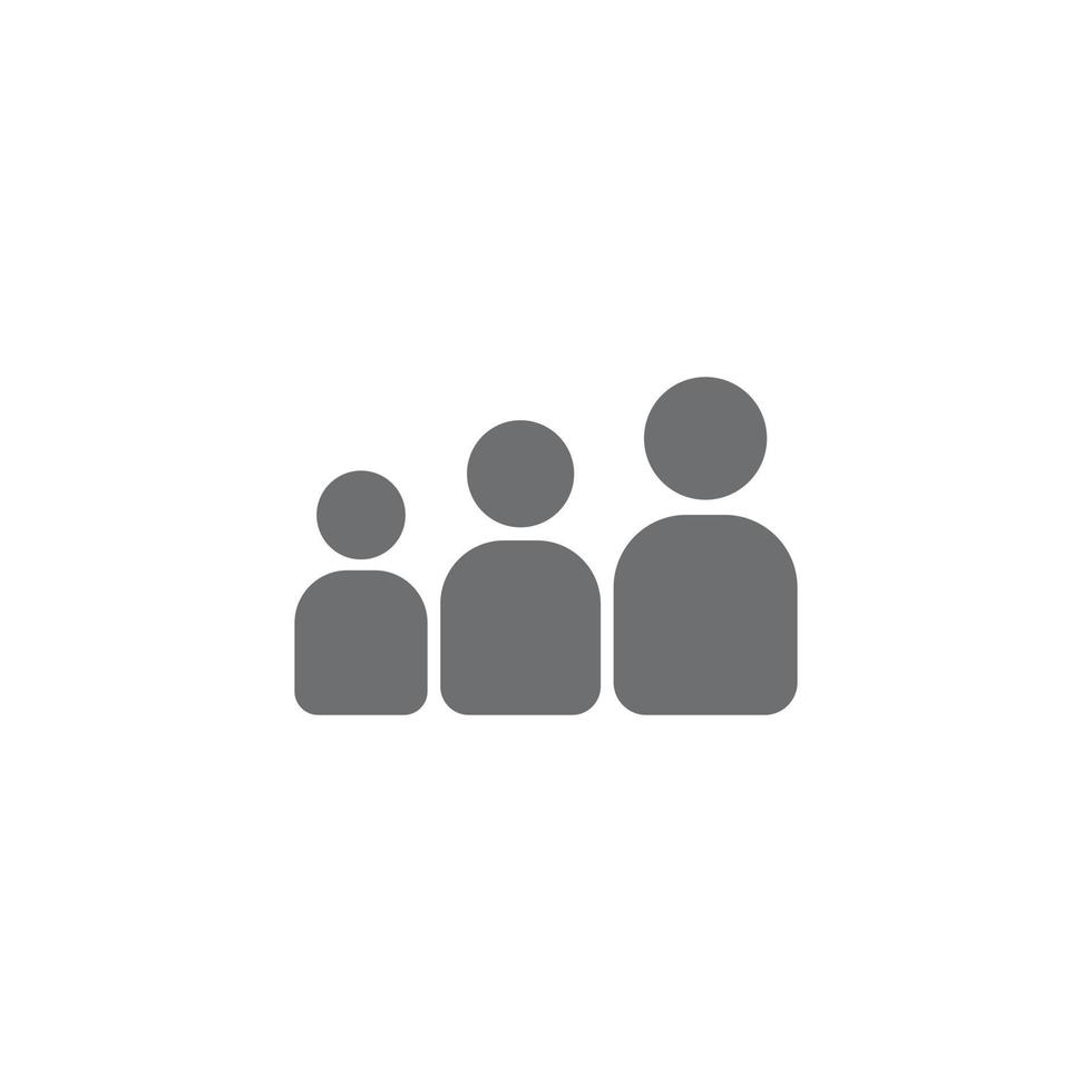 eps10 grupo vectorial gris de 3 personas o multitud de iconos sólidos aislados en fondo blanco. un escuadrón de símbolos de persona en un estilo moderno y sencillo para el diseño de su sitio web, logotipo y aplicación móvil vector
