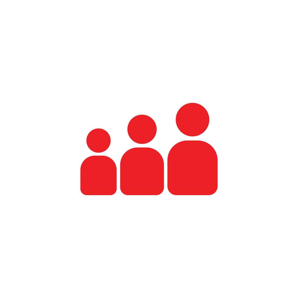 eps10 grupo vectorial rojo de 3 personas o multitud de iconos sólidos aislados en fondo blanco. un escuadrón de símbolos de persona en un estilo moderno y sencillo para el diseño de su sitio web, logotipo y aplicación móvil vector