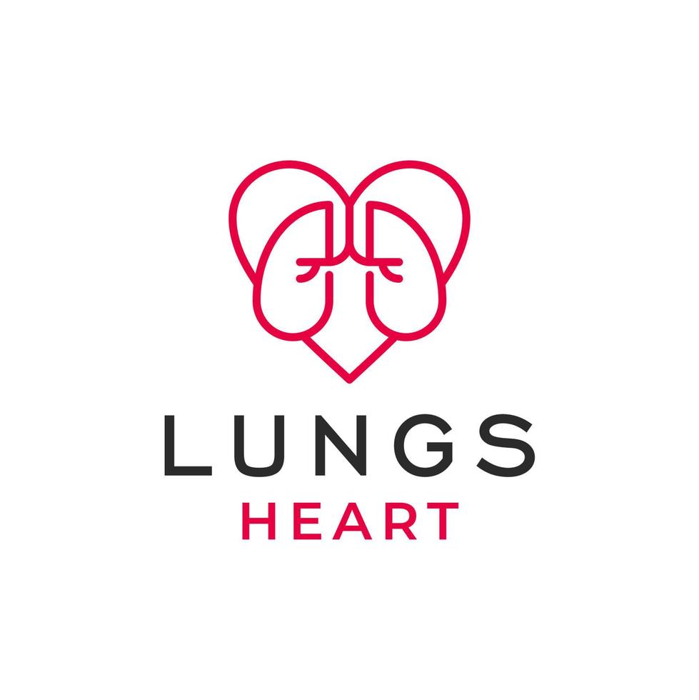 corazón de pulmones único moderno creativo en ilustración de vector de diseño de logotipo de icono de estilo lineal