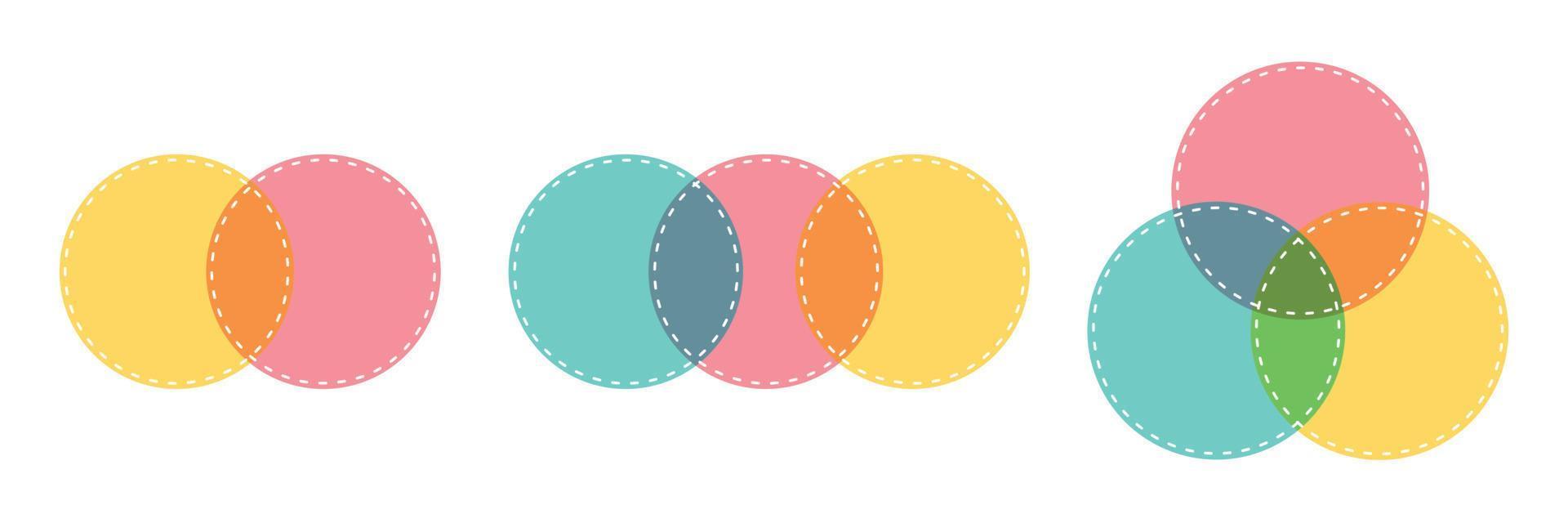 Venn diagram. Crossing circles Mathematical  education. Vector illustration