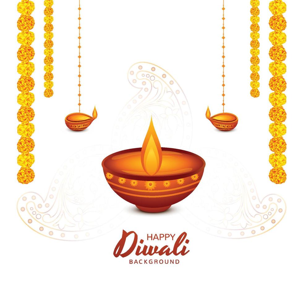 Happy diwali diya colorful hindu festival card background vector