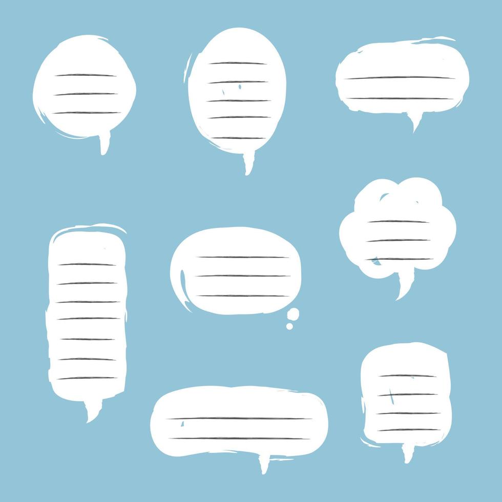 collection set of blank hand drawn speech bubble balloon with quotation marks, think speak talk whisper text box, flat vector illustration design isolated