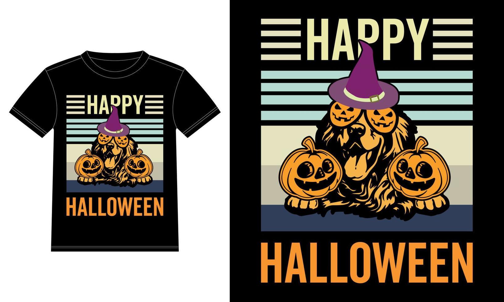 golden retriever capa de halloween camiseta divertida vintage feliz halloween vector