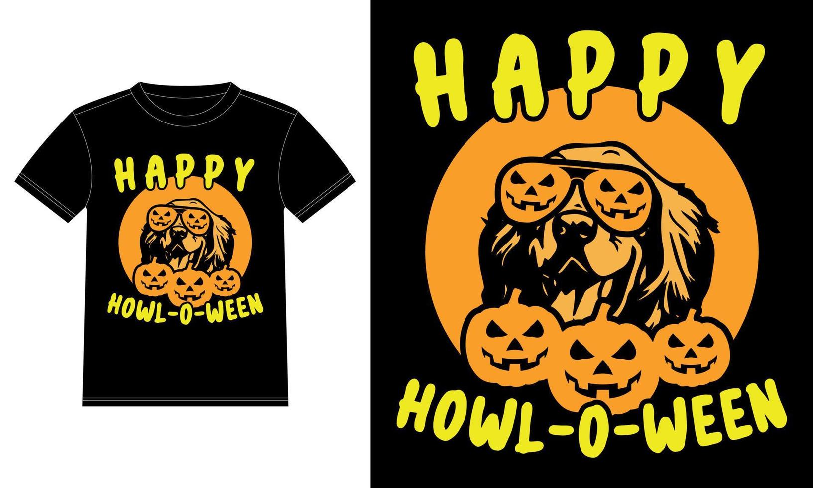 Golden Retriever Pumpkin Howl-o-ween T-Shirt vector