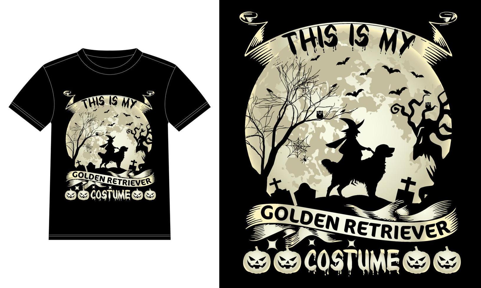 This is My Golden Retriever Costume in moon Funny Halloween T-Shirt vector