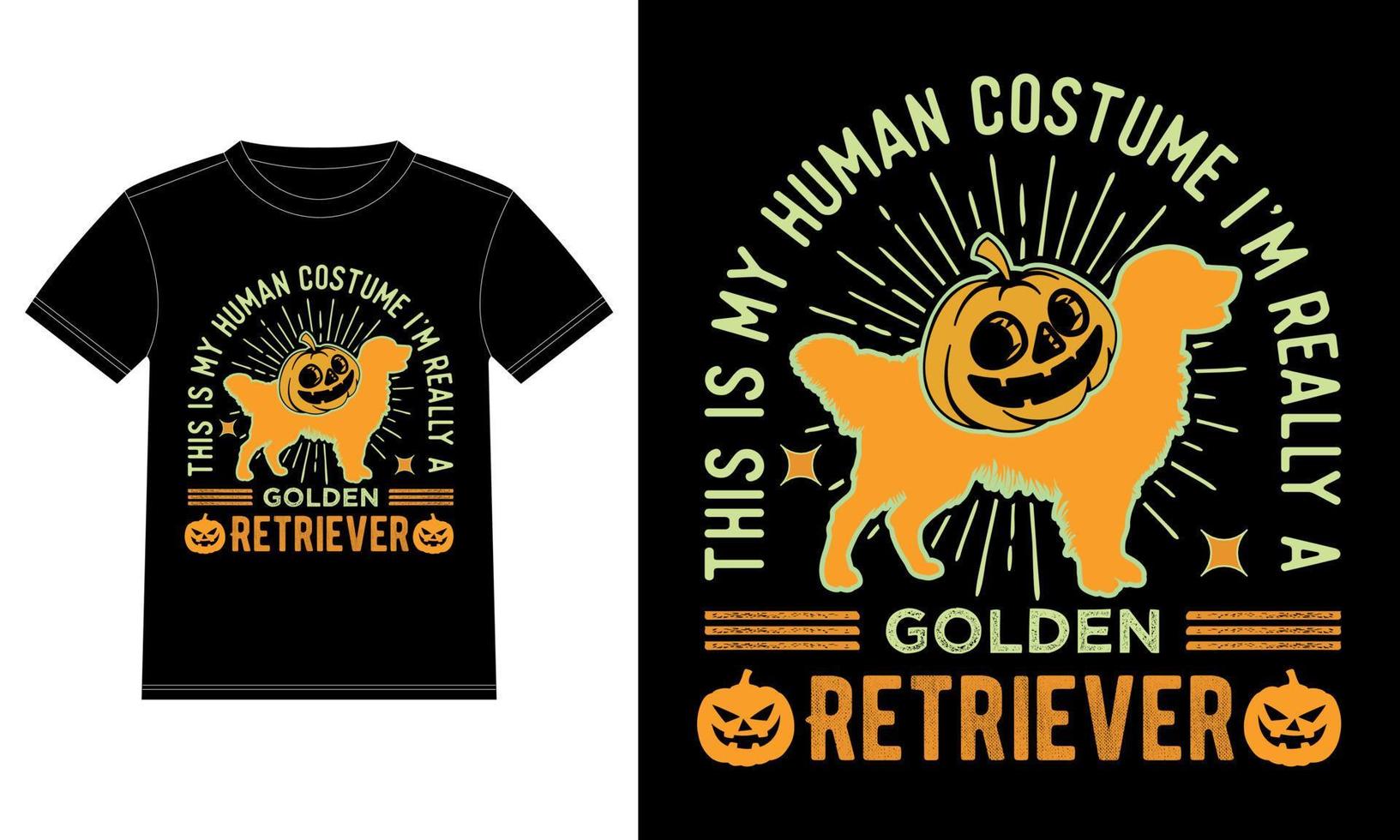 This is My Human Costume I'm Really A Golden Retriever Funny Halloween T-Shirt vector