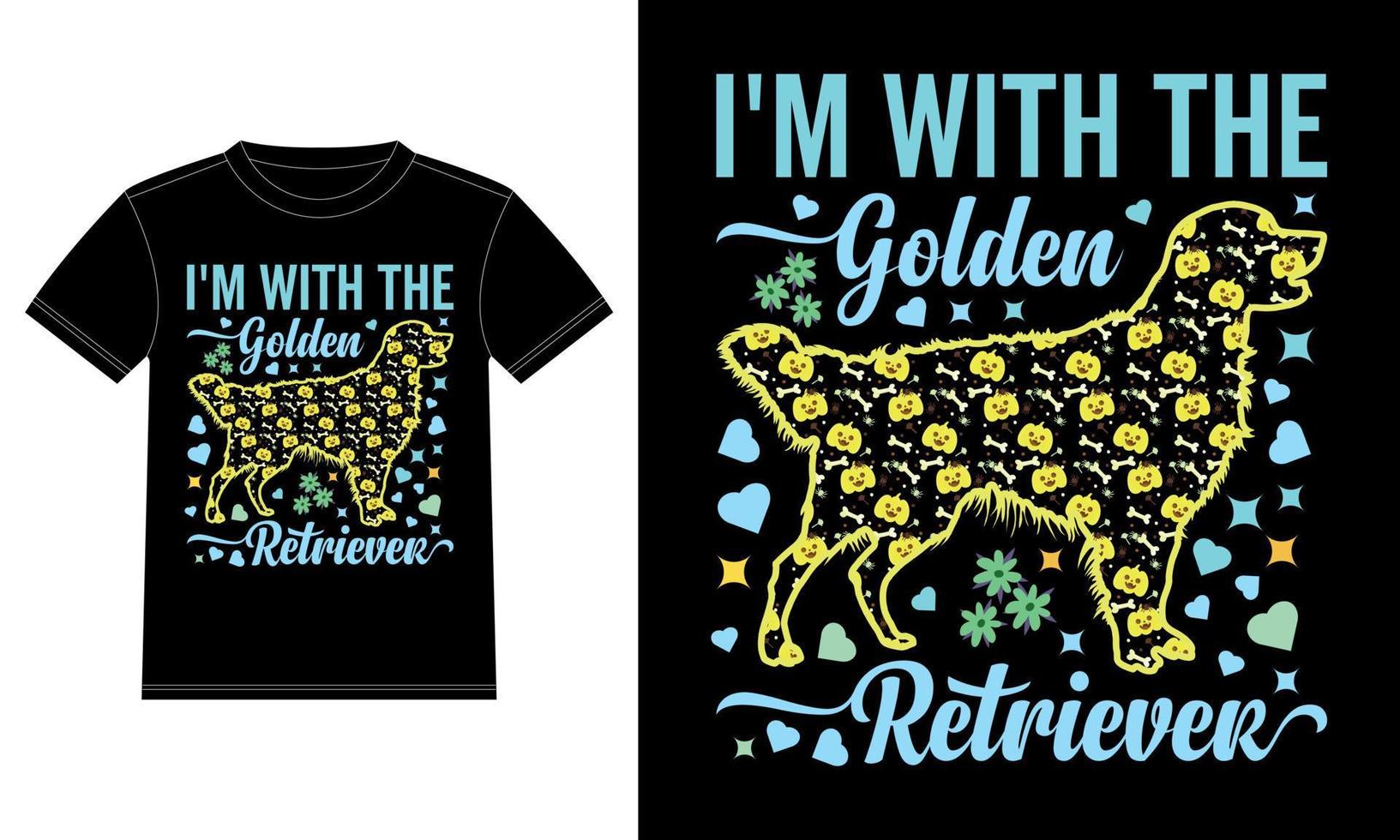 I'm With the Golden Retriever Funny Halloween T-Shirt vector