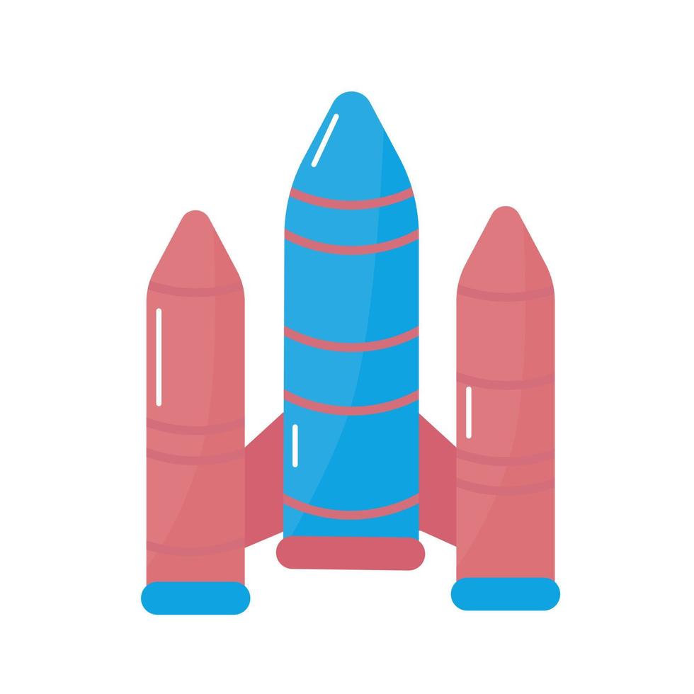 Space rocket icon in flat style isolated vector illustration.