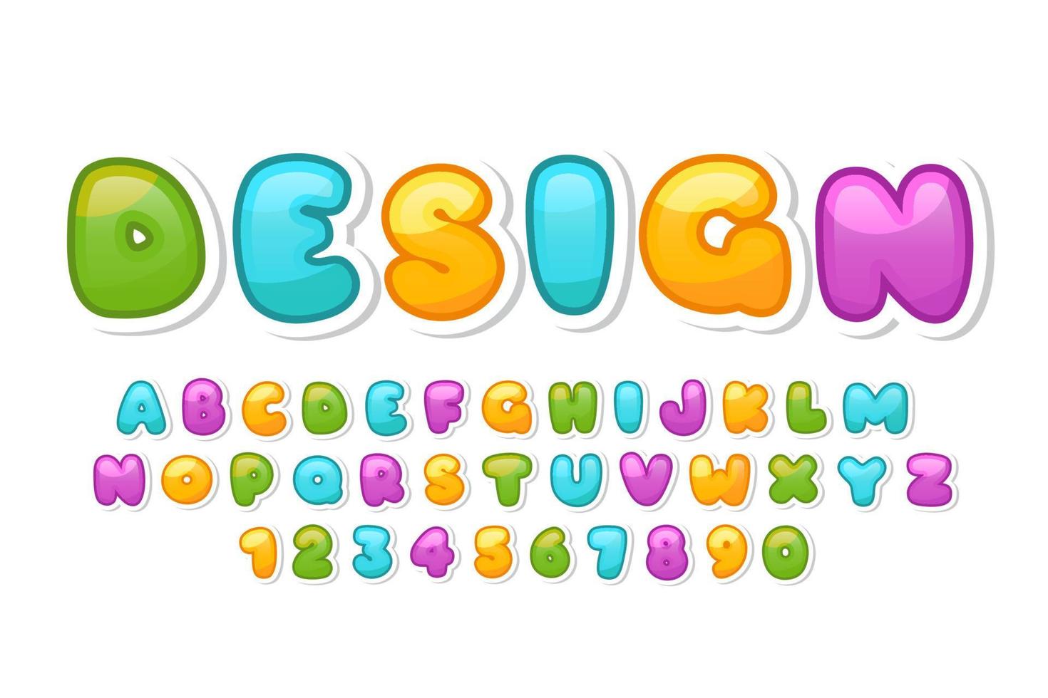 decorative colorful Font and Alphabet vector