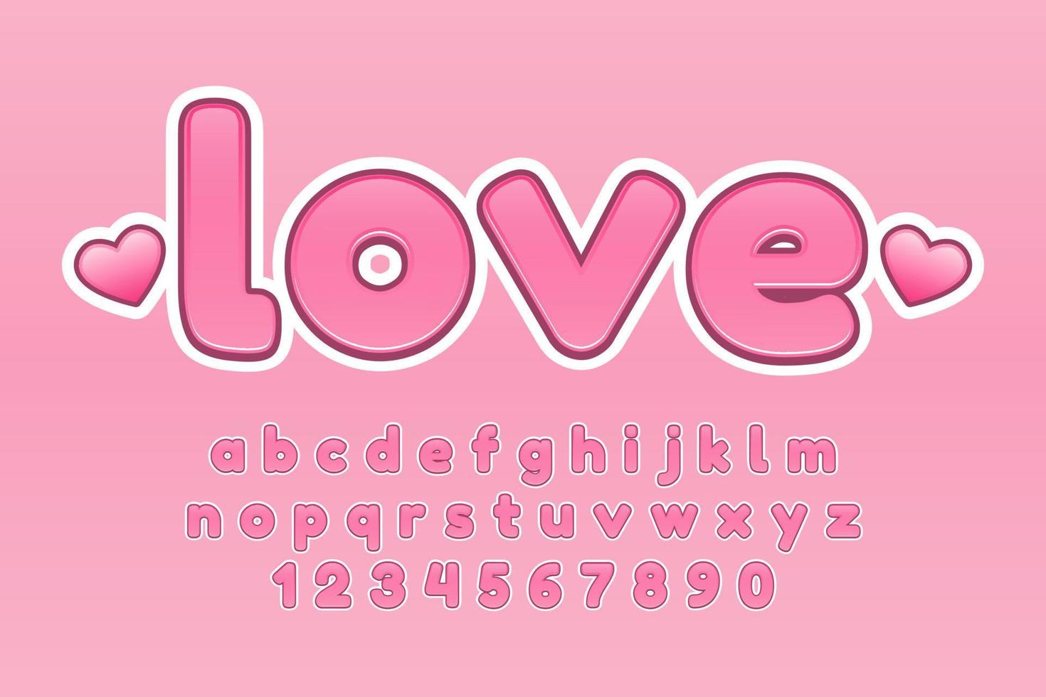 decorative love Font and Alphabet vector