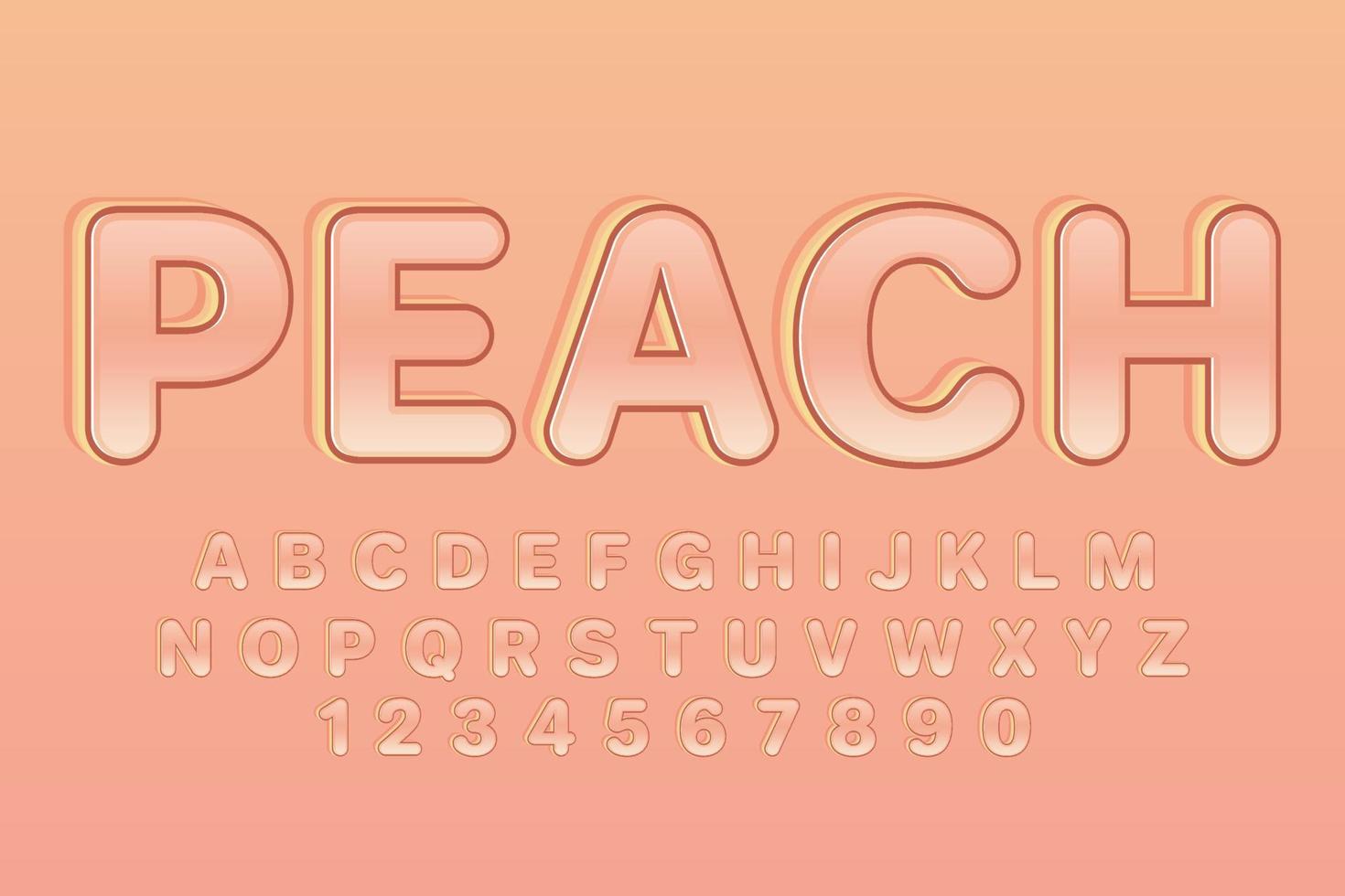 decorative peach Font and Alphabet vector