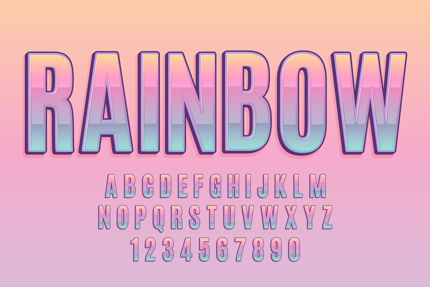 decorative rainbow Font and Alphabet vector