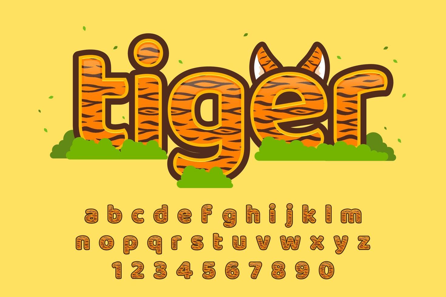 decorative tiger Font and Alphabet with tiger patterns vector