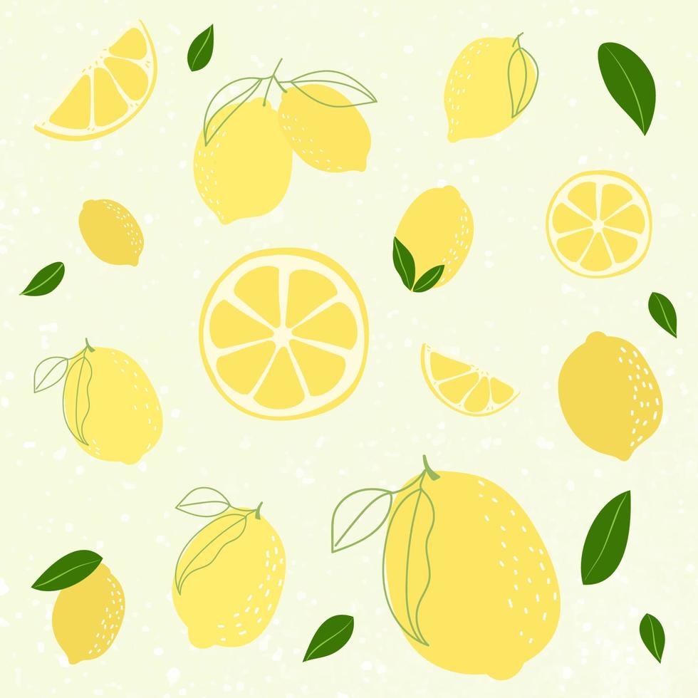 lemon background illustrations with leaf vector