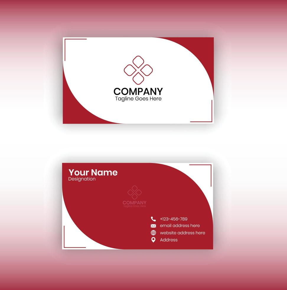 Double-sided modern red and white business card illustration. Simple business card, modern design template.Stationery, print design.Creative and clean visiting card. vector