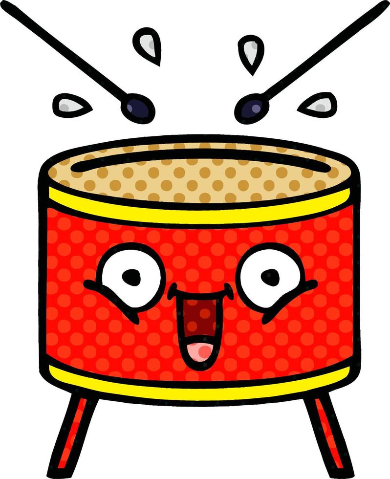 comic book style cartoon playing drum vector