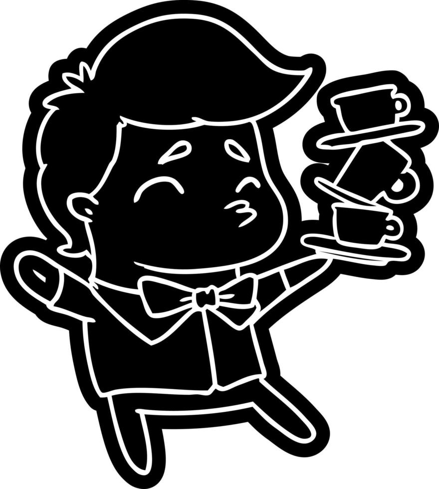 cartoon icon of a kawaii cute waiter vector