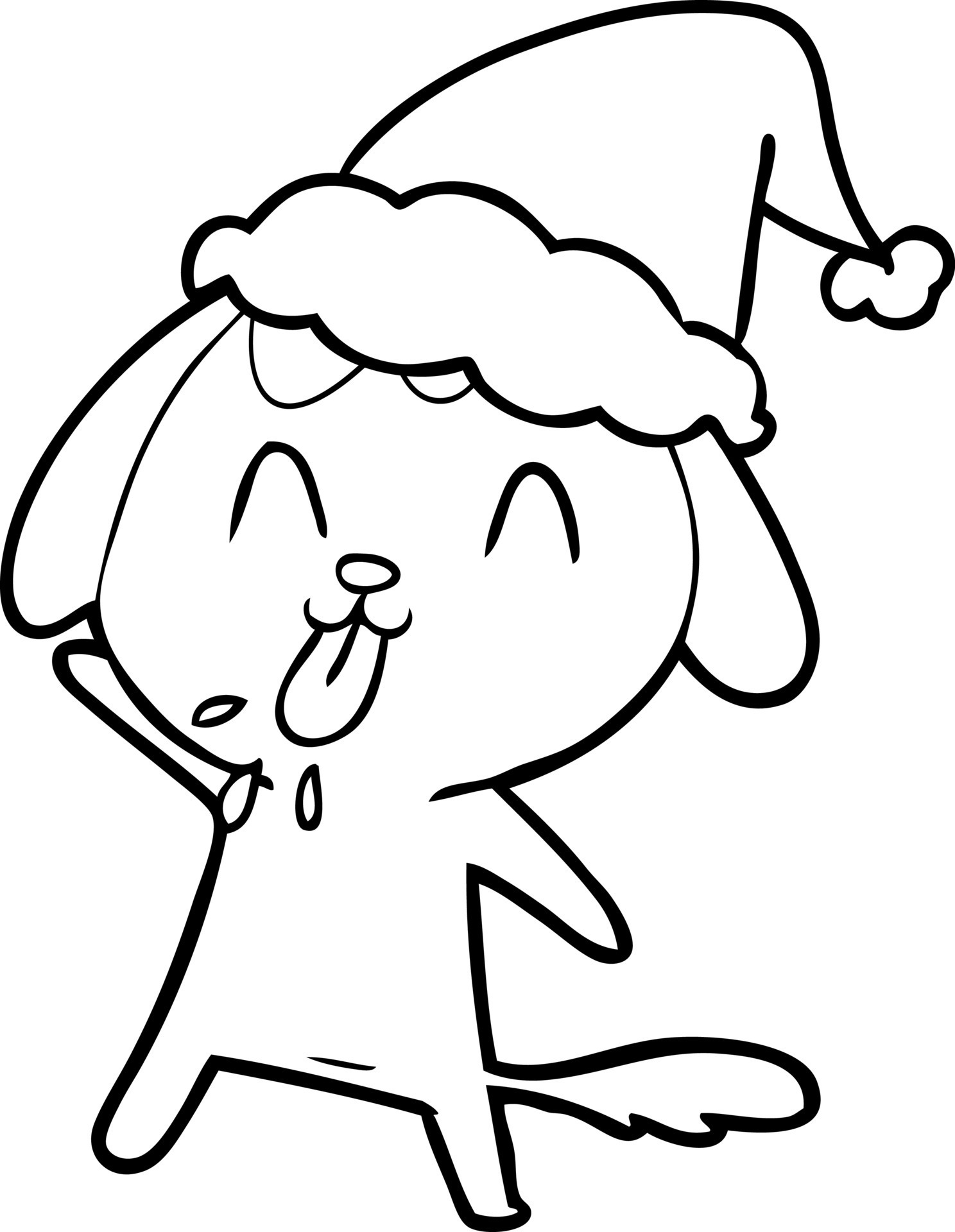 cute line drawing of a dog wearing santa hat 11748042 Vector Art at