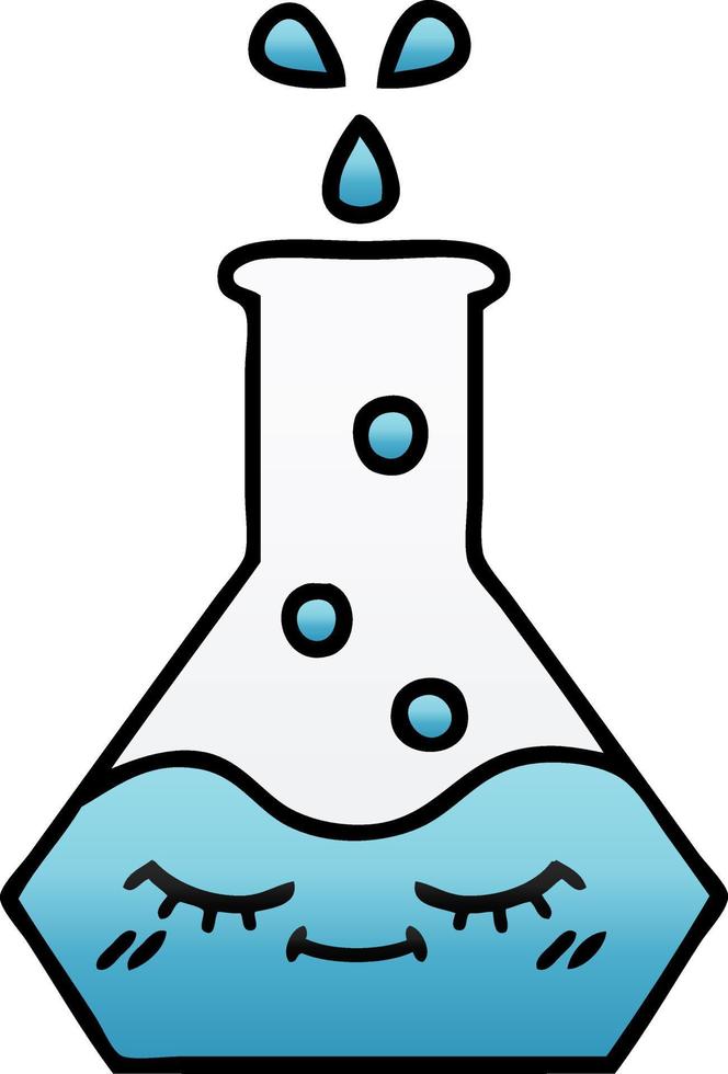 gradient shaded cartoon science beaker vector