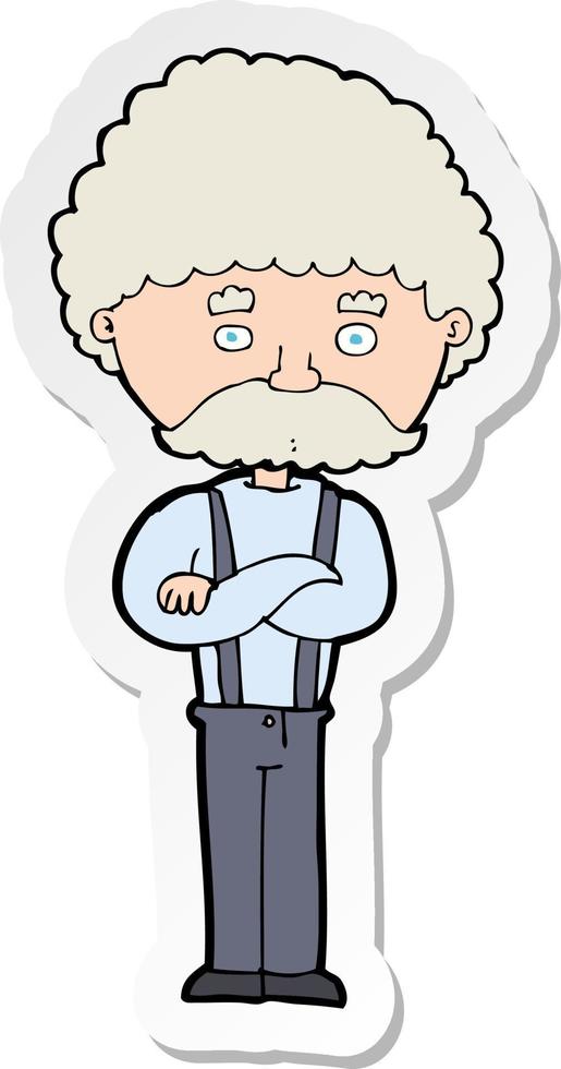 sticker of a cartoon old man vector