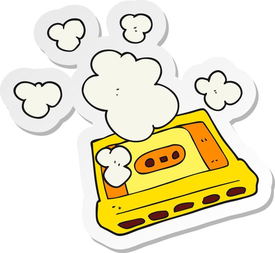 sticker of a cartoon cassette tape vector