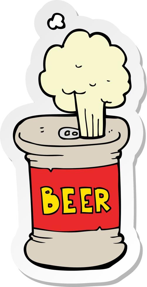 sticker of a cartoon beer can vector