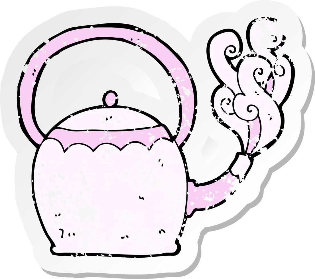 retro distressed sticker of a cartoon tea pot vector